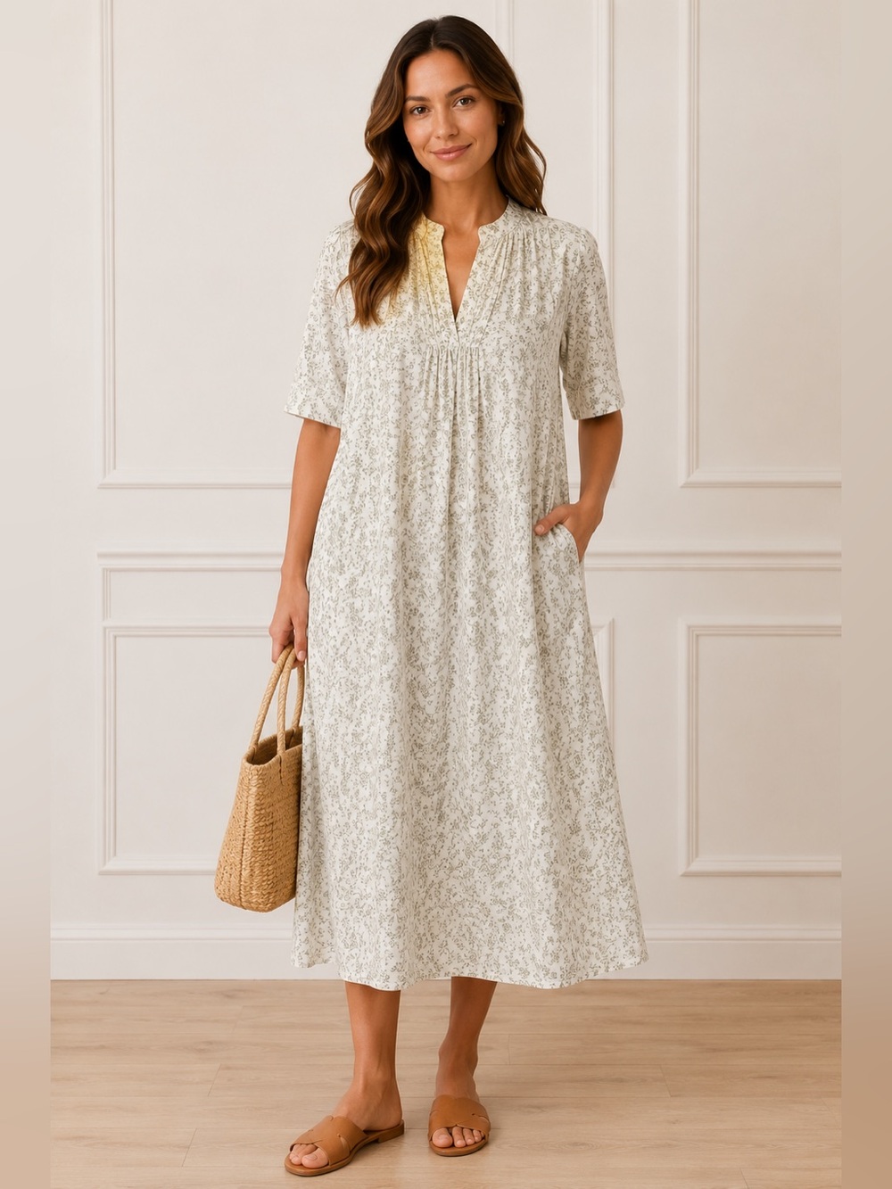Parterre Floral Cotton Midi Dress | Cottagecore | 100% Cotton | Size 1